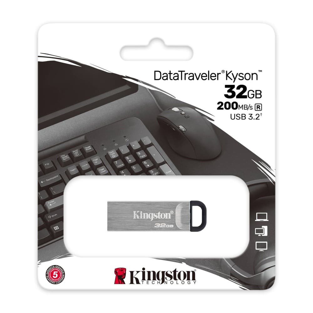 MEMORIE USB 3.2 KINGSTON 32 GB, clasica, carcasa metalic, argintiu, "DTKN/32GB" — miniatură