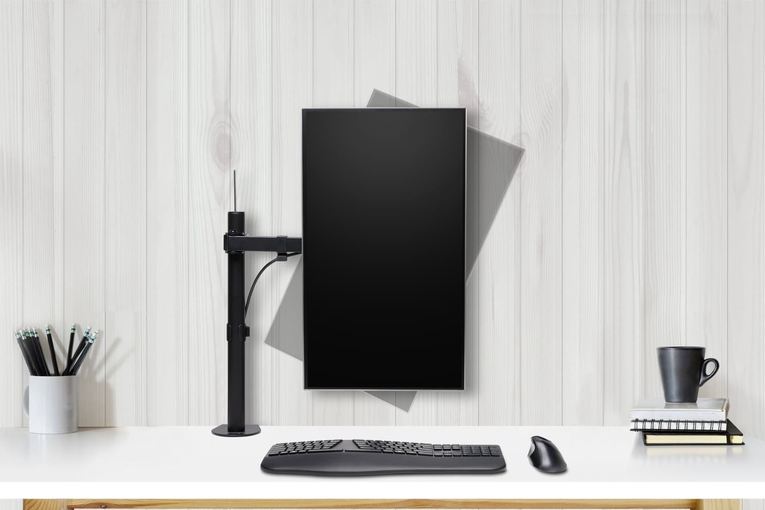 SUPORT de birou KENSINGTON, pt 1 TV/monitor plat, diag. max 34 inch, rotatie, inclinare, pivotare, orizontala, verticala, totala, max 8 Kg, "K55408WW" — miniatură