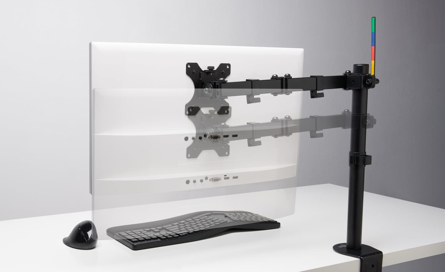 SUPORT de birou KENSINGTON, pt 1 TV/monitor plat, diag. max 34 inch, rotatie, inclinare, pivotare, orizontala, verticala, totala, max 8 Kg, "K55408WW" — miniatură