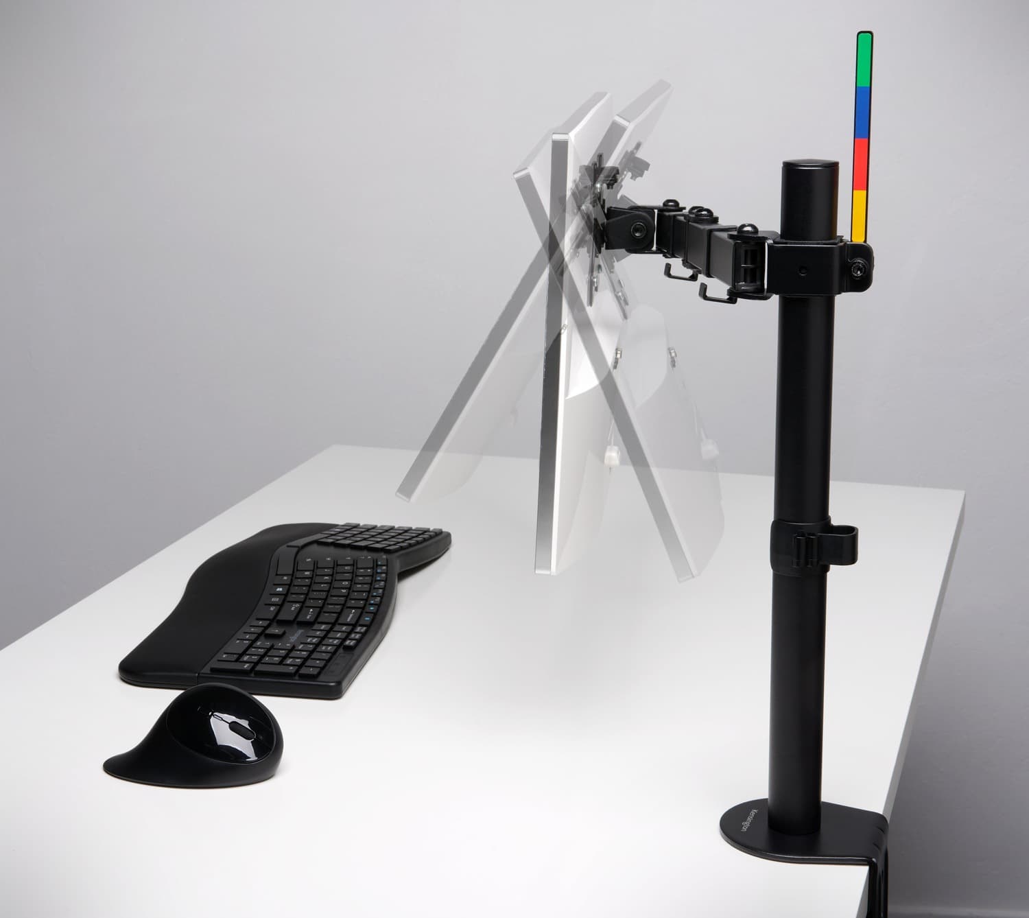 SUPORT de birou KENSINGTON, pt 1 TV/monitor plat, diag. max 34 inch, rotatie, inclinare, pivotare, orizontala, verticala, totala, max 8 Kg, "K55408WW" — miniatură
