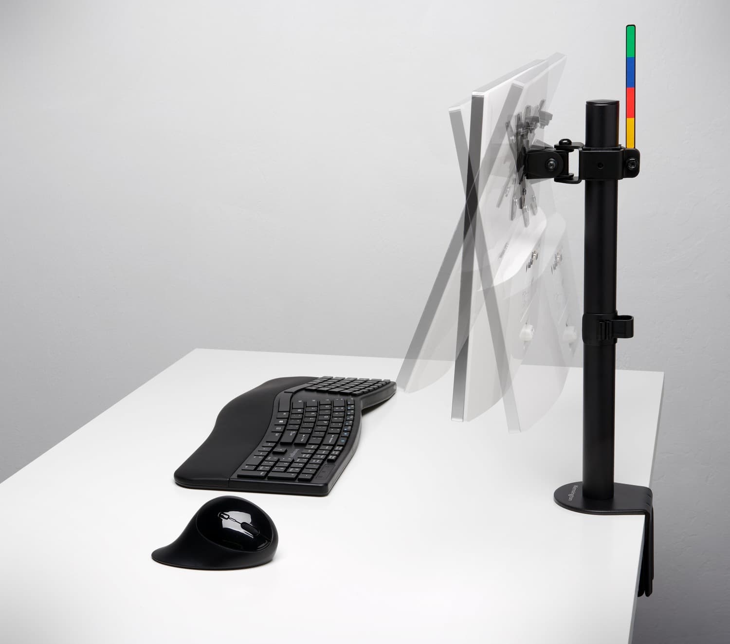 SUPORT de birou KENSINGTON, pt 1 TV/monitor plat, diag. max 34 inch, rotatie, inclinare, pivotare, verticala, max 8 Kg, "K55411WW" — miniatură