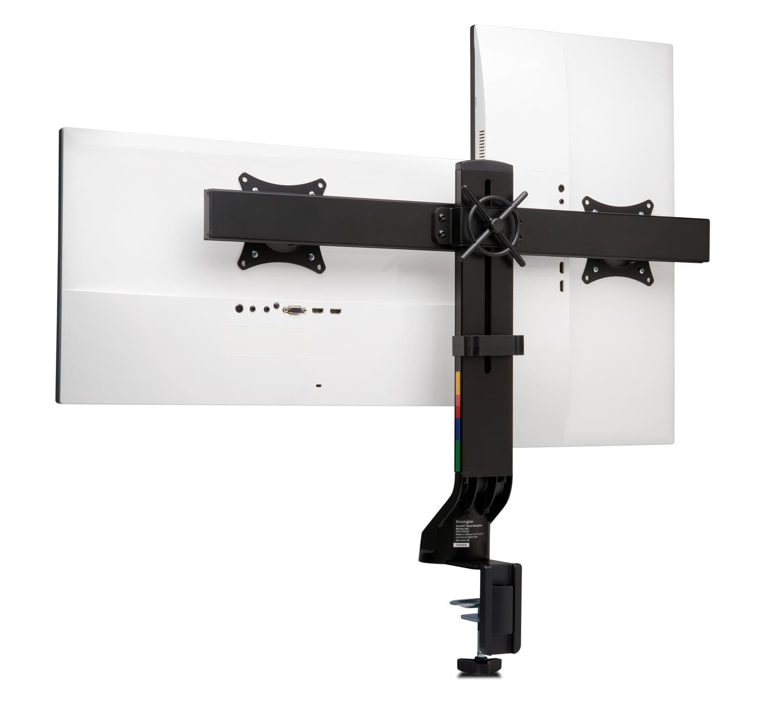 SUPORT de birou KENSINGTON, pt 2 TV/monitor plat, diag. max 27 inch, rotatie, inclinare, pivotare, orizontala, max 8 Kg, "K55513WW" — miniatură