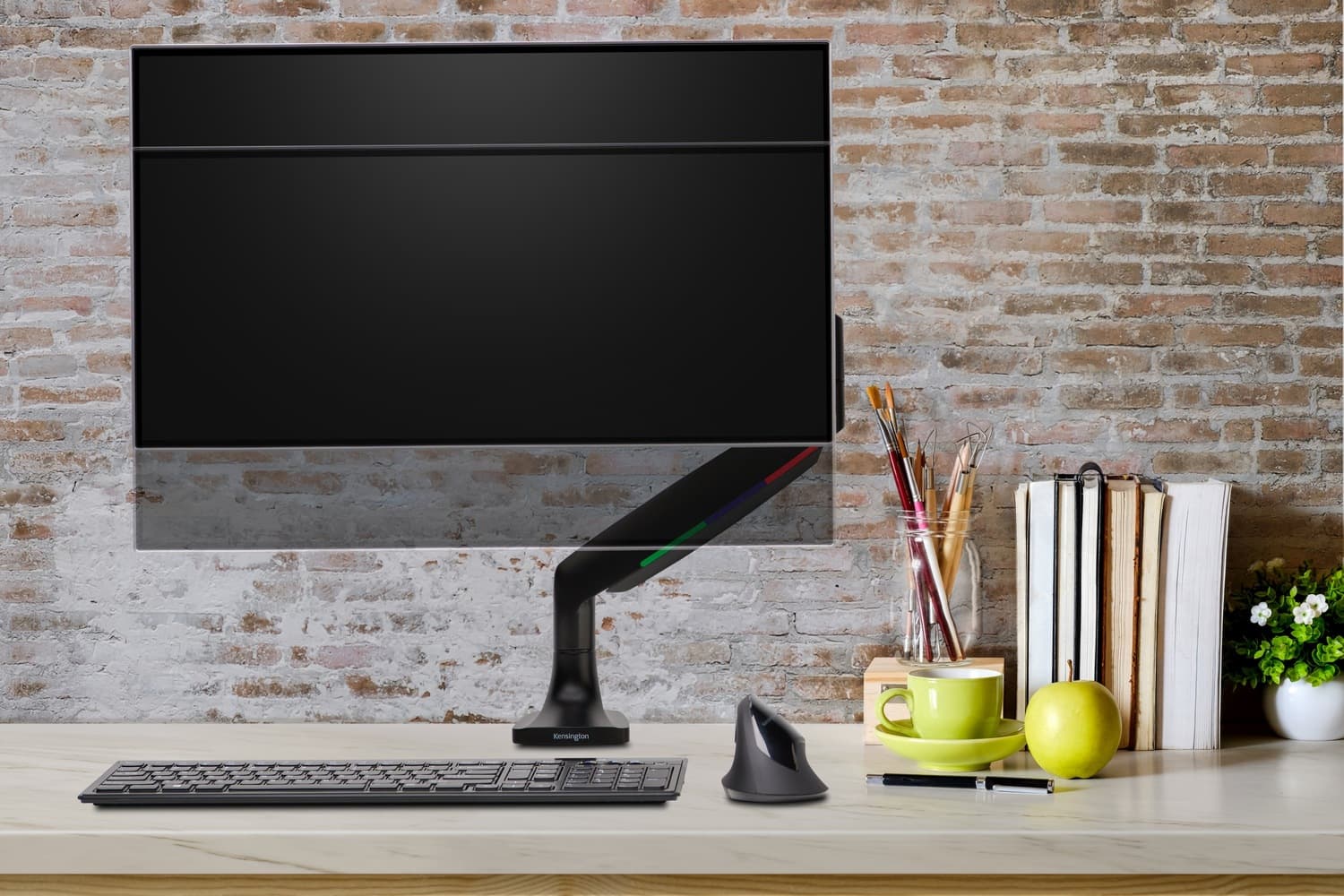 SUPORT de birou KENSINGTON, pt 1 TV/monitor plat, curbat, diag. max 34 inch, rotatie, inclinare, pivotare, orizontala, verticala, totala, max 9 Kg, "K59600WW" — miniatură