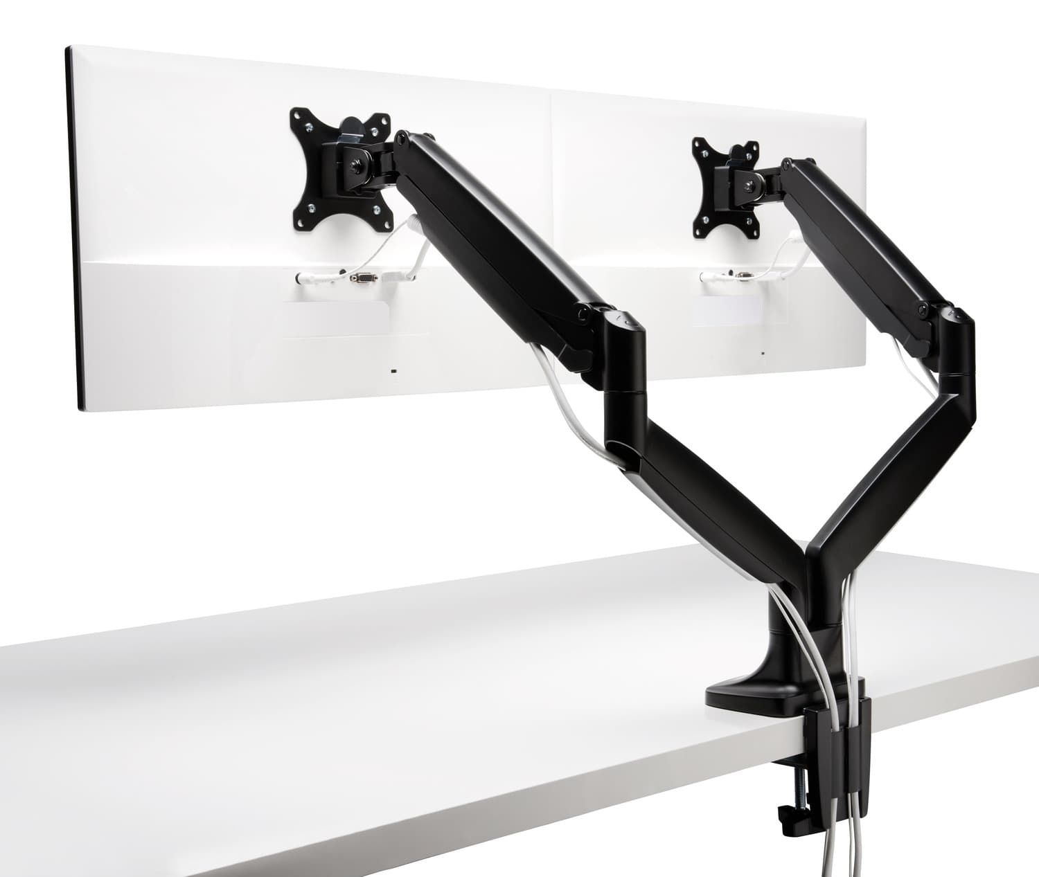 SUPORT de birou KENSINGTON, pt 2 TV/monitor plat, curbat, diag. max 34 inch, rotatie, inclinare, pivotare, orizontala, verticala, totala, max 9 Kg, "K59601WW" — miniatură