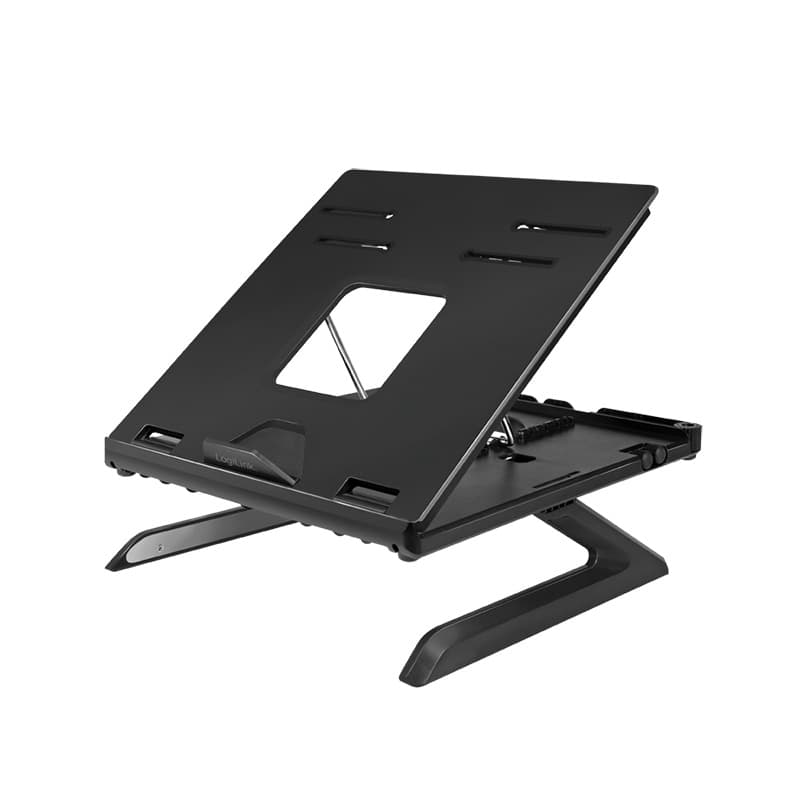 SUPORT de birou LOGILINK pt. notebook, 9 pozitii, holder pt. smartphone, suporta dimensiuni 10-15.6", pliabil, negru, "AA0133"
