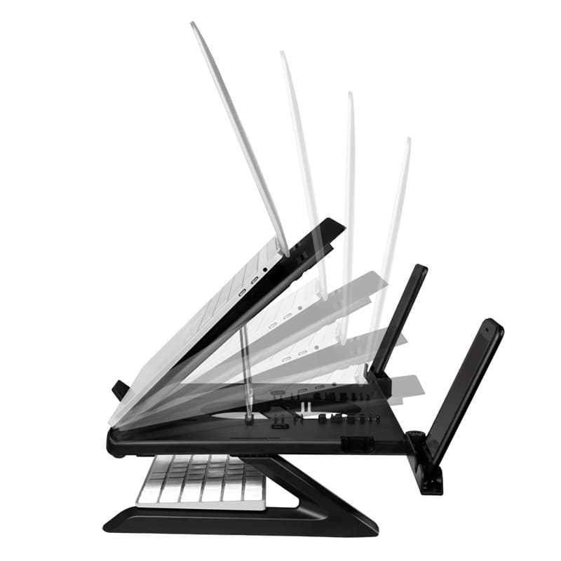 SUPORT de birou LOGILINK pt. notebook, 9 pozitii, holder pt. smartphone, suporta dimensiuni 10-15.6", pliabil, negru, "AA0133" — miniatură