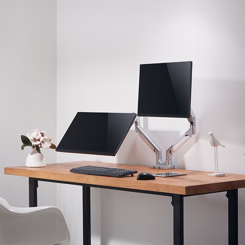 SUPORT de birou LOGILINK, pt 2 TV/monitor plat, curbat, diag. max 32 inch, rotatie, inclinare, pivotare, orizontala, verticala, totala, max 9 Kg x 3, "BP0088" — miniatură