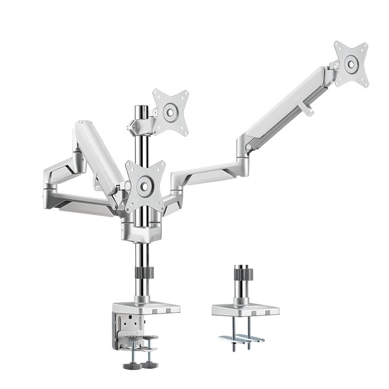 SUPORT de birou LOGILINK, pt 3 TV/monitor plat, curbat, diag. max 27 inch, rotatie, inclinare, pivotare, orizontala, verticala, totala, max 7 Kg x 3, argintiu, "BP0090"