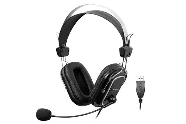 CASTI A4tech, cu fir, standard, utilizare multimedia, microfon pe brat, conectare prin USB 2.0, negru / argintiu, "HU-50"
