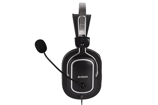 CASTI A4tech, cu fir, standard, utilizare multimedia, microfon pe brat, conectare prin USB 2.0, negru / argintiu, "HU-50" — miniatură