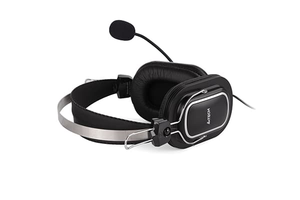 CASTI A4tech, cu fir, standard, utilizare multimedia, microfon pe brat, conectare prin USB 2.0, negru / argintiu, "HU-50" — miniatură