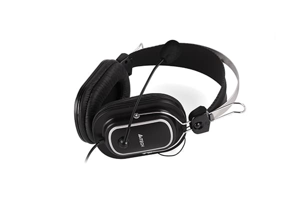CASTI A4tech, cu fir, standard, utilizare multimedia, microfon pe brat, conectare prin USB 2.0, negru / argintiu, "HU-50" — miniatură