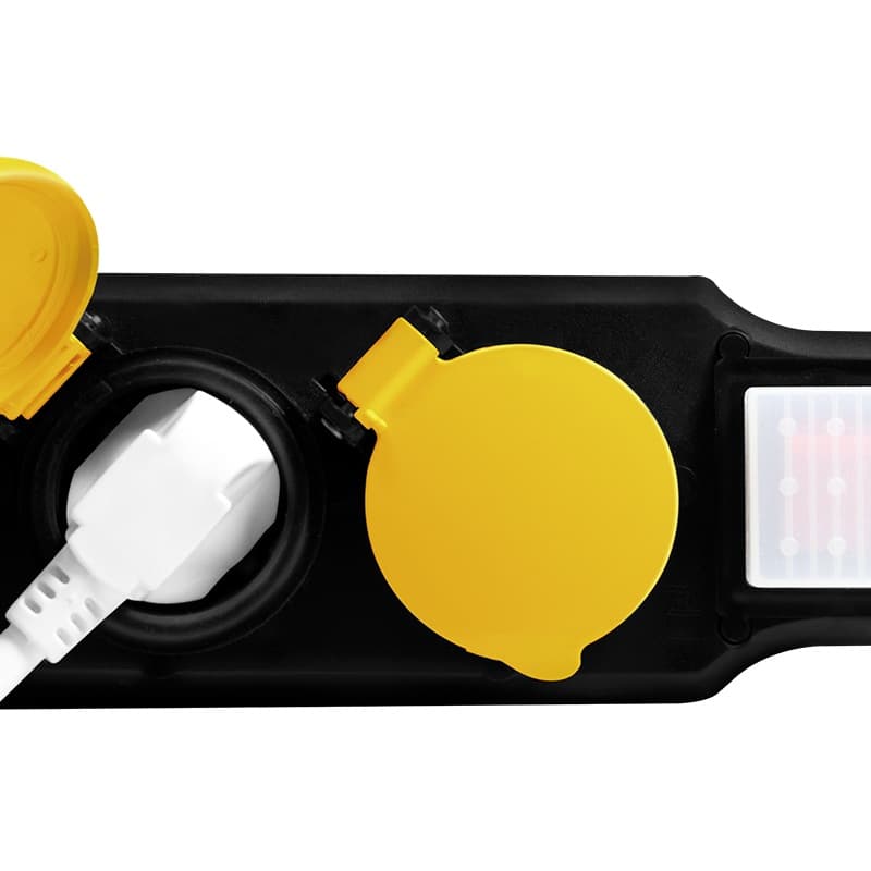 PRELUNGITOR LOGILINK, Schuko x 5, conectare prin Schuko (T), cablu 1.5 m, 16 A, protectie stropire cu apa, negru/ galben, "LPS255" — miniatură