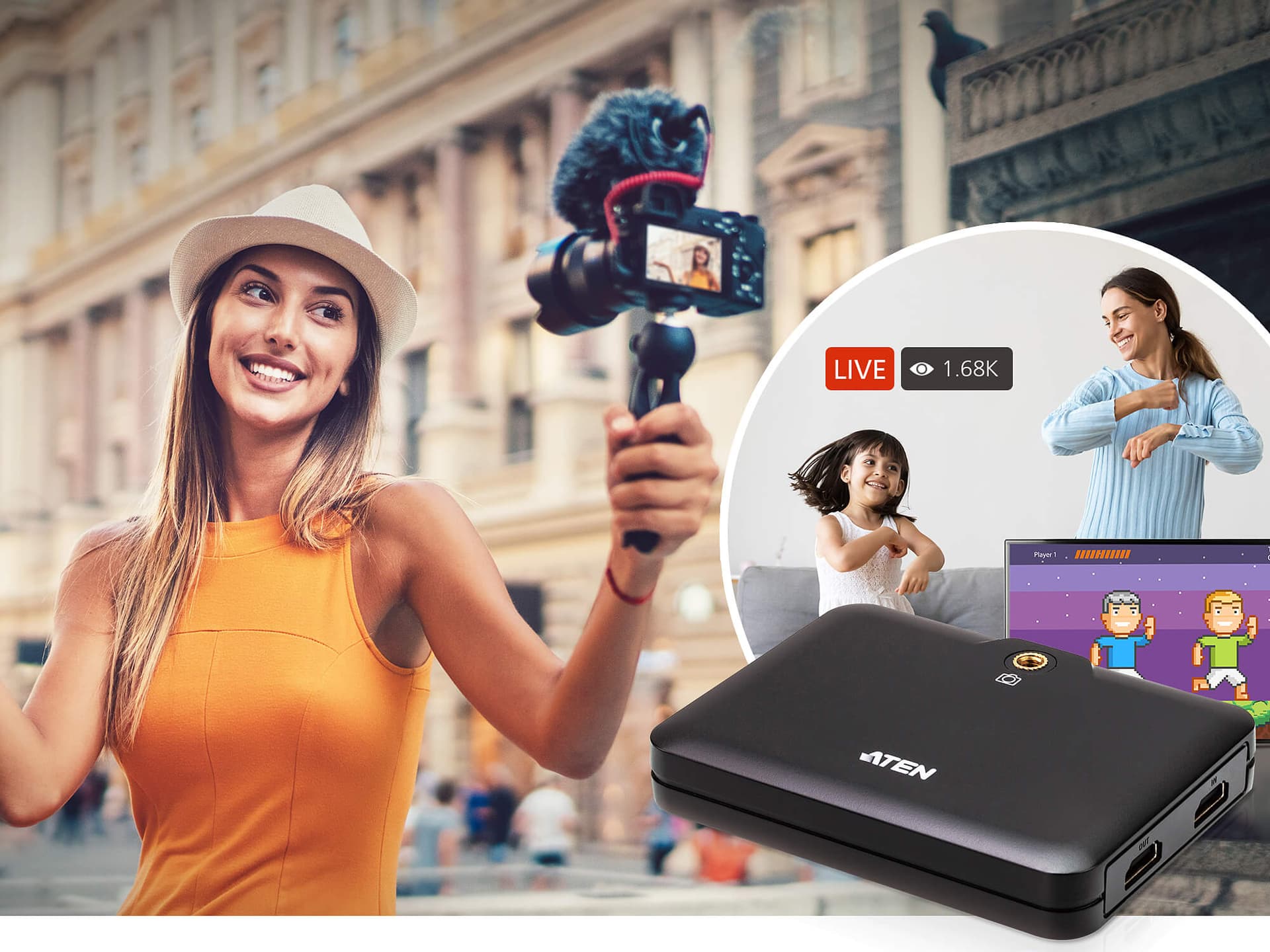 PLACA de CAPTURA ATEN, livestreaming, CAMLIVE+ HDMI la USB-C UVC Video Capture cu PD3.0, "UC3021-AT" — miniatură