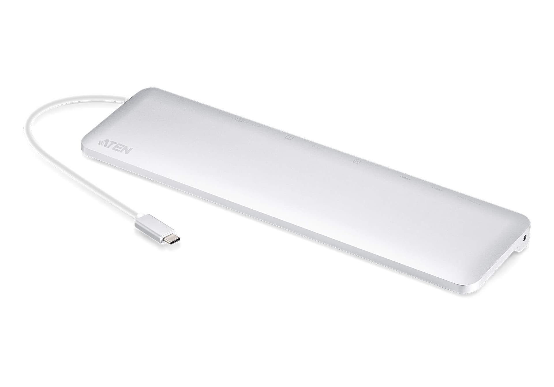 DOCKING Station ATEN universal, conectare PC USB Type C, USB 3.1 x 3, porturi video VGA x 1, Display Port x 1, HDMI x 1, RJ-45, NB 60 W, argintiu, "UH3234-AT"