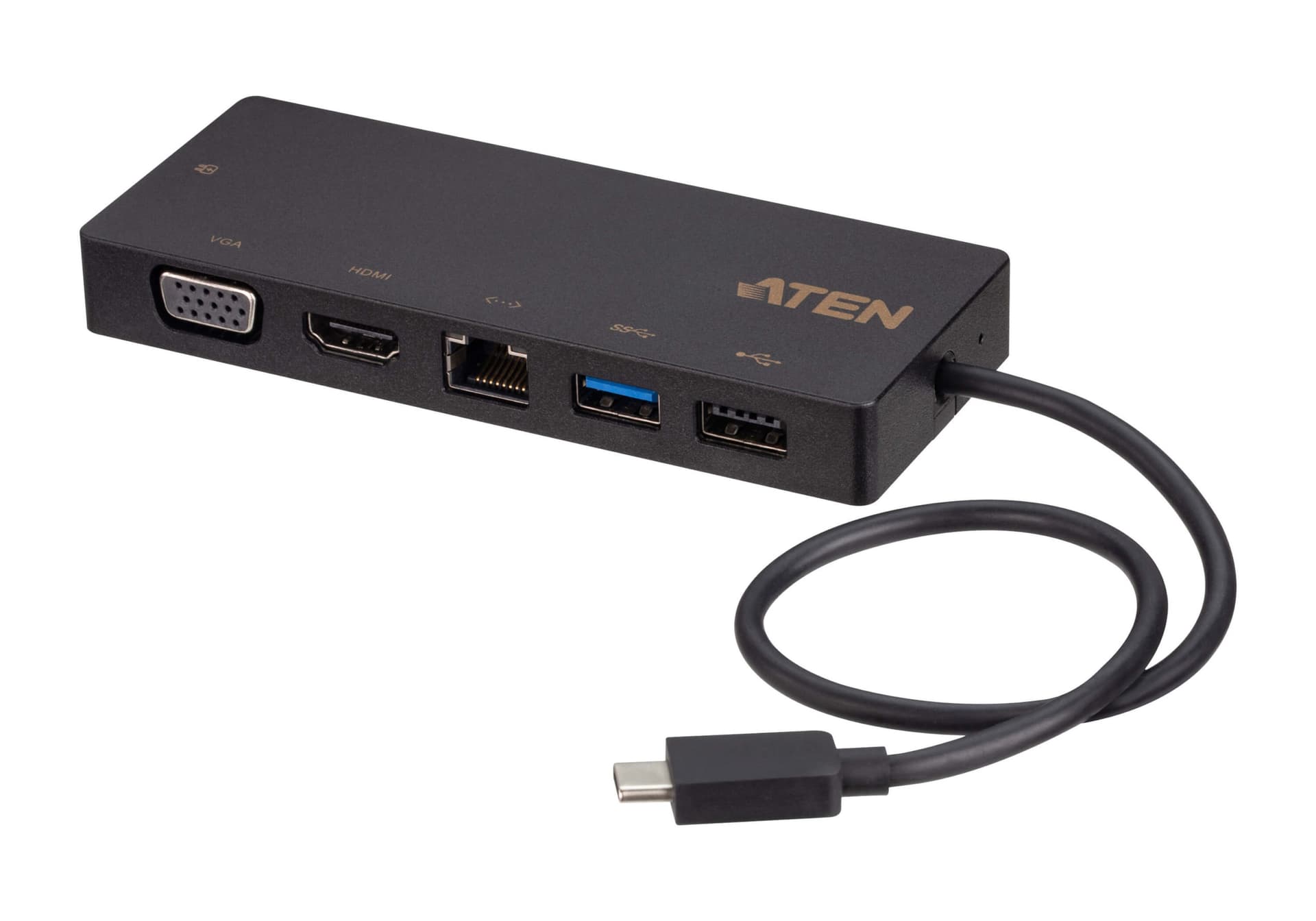 DOCKING Station ATEN universal, conectare PC USB Type C, USB 2.0 x 1, USB 3.1 x 1, porturi video VGA x 1, HDMI x 1, RJ-45, NB 60 W, negru, "UH3236-AT"