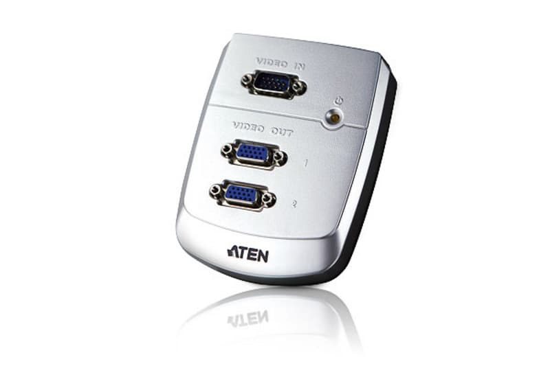 SPLITTER video ATEN, split 2 monitoare la 1 PC, conector 1: VGA (T); conector 2: VGA (M) x 2, "VS82-AT-G"