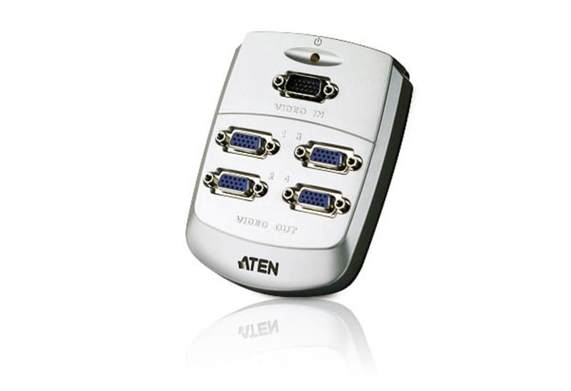 SPLITTER video ATEN, split 4 monitoare la 1 PC, conector 1: VGA (T); conector 2: VGA (M) x 4, "VS84-AT-G"