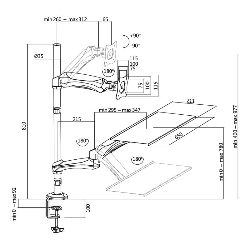 SUPORT de birou LOGILINK, pt 1 TV/monitor plat, diag. max 27 inch, rotatie, inclinare, pivotare, max 9 kg, "BP0030" — miniatură