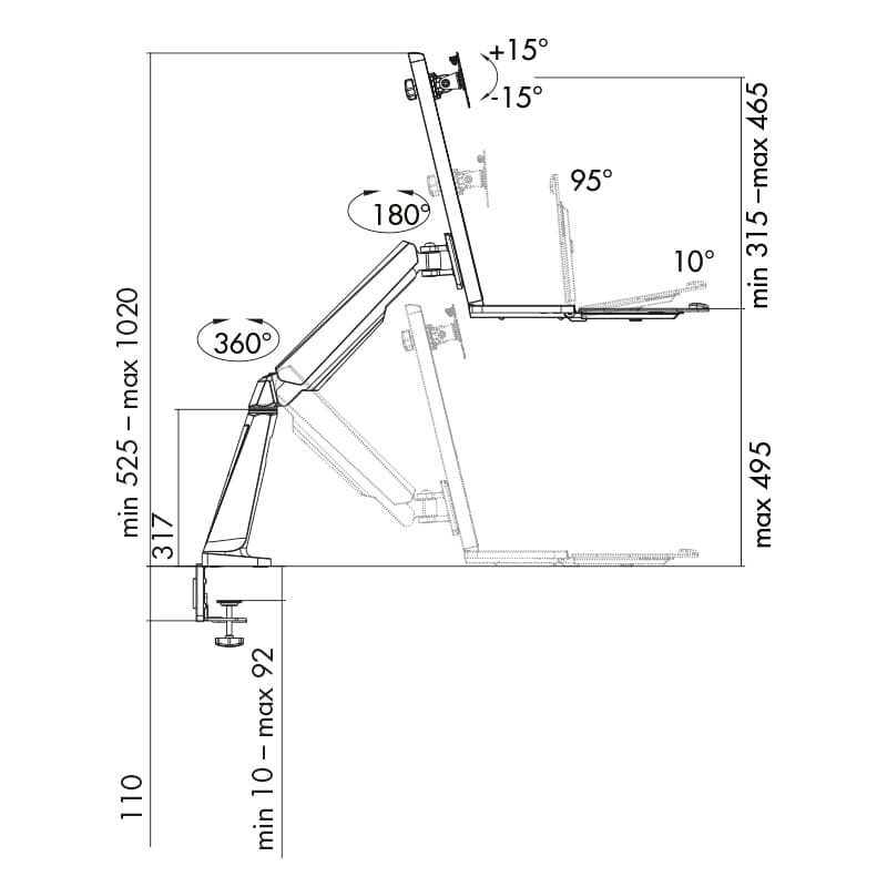 SUPORT de birou LOGILINK, pt 1 TV/monitor plat, diag. max 32 inch, rotatie, inclinare, pivotare, max 8 kg, "BP0040" — miniatură