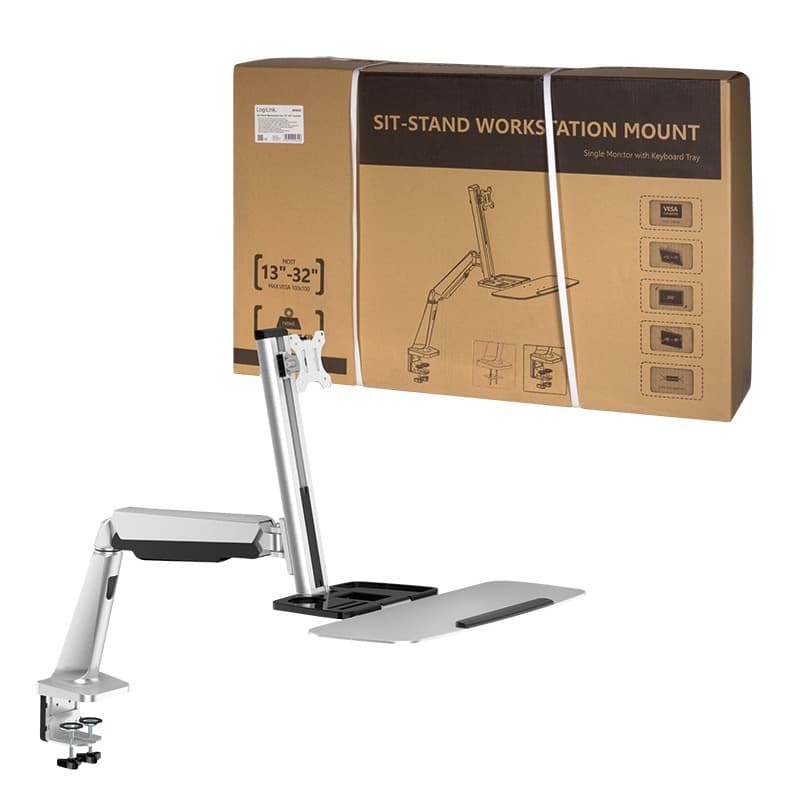 SUPORT de birou LOGILINK, pt 1 TV/monitor plat, diag. max 32 inch, rotatie, inclinare, pivotare, max 8 kg, "BP0040" — miniatură