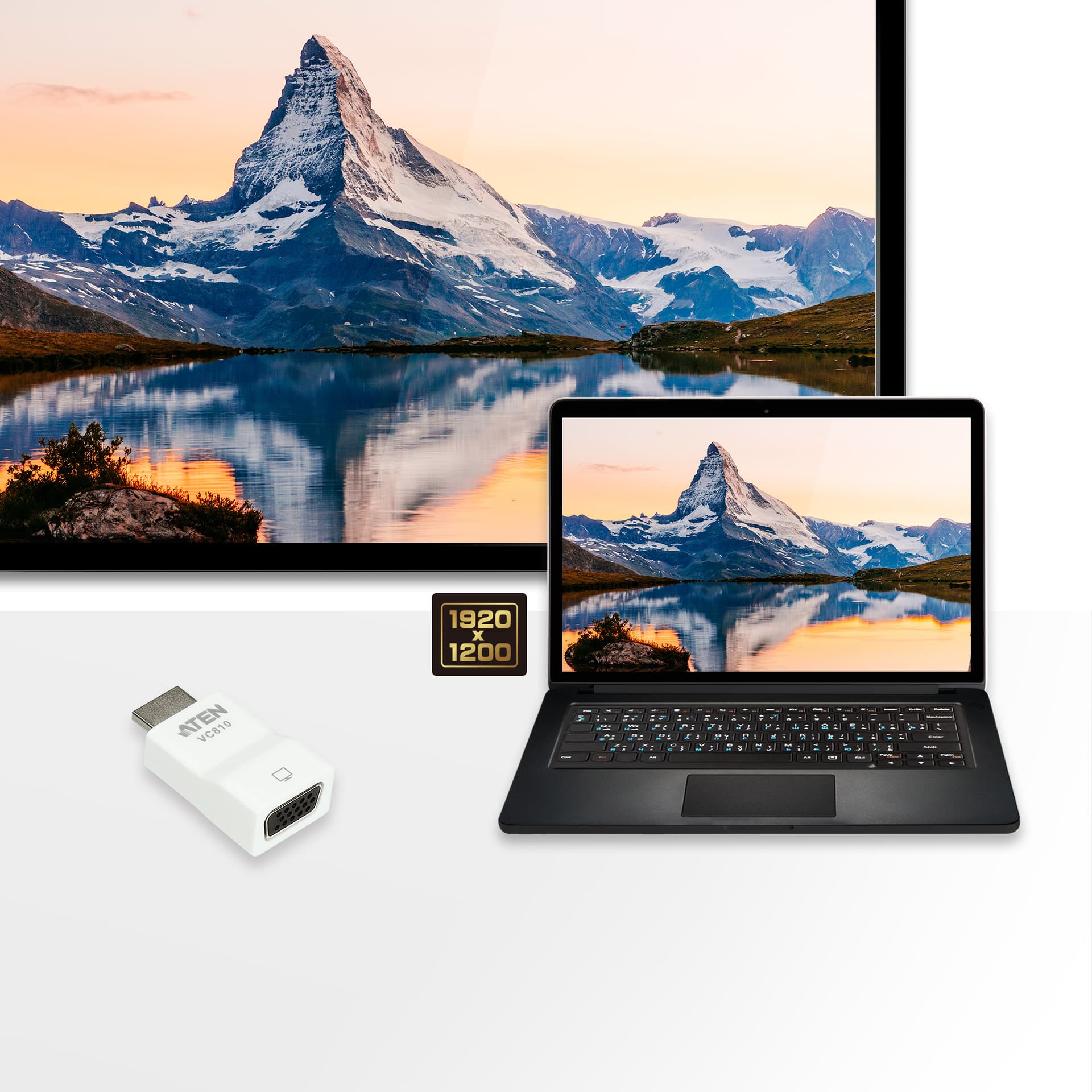 ADAPTOR video ATEN, HDMI (T) la VGA (M), Full HD (1920x1080) la 60Hz, "VC810-AT" — miniatură