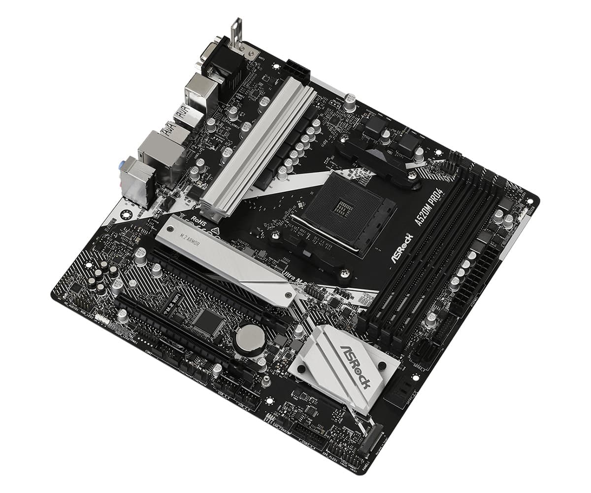 PLACA de BAZA Asrock "A520M PRO4", skt AM4, mATX, AMD A520, 4 x DDR4, max. 128 GB, 4 x SATA, 2 x M.2, 7.1, "A520M PRO4" — miniatură