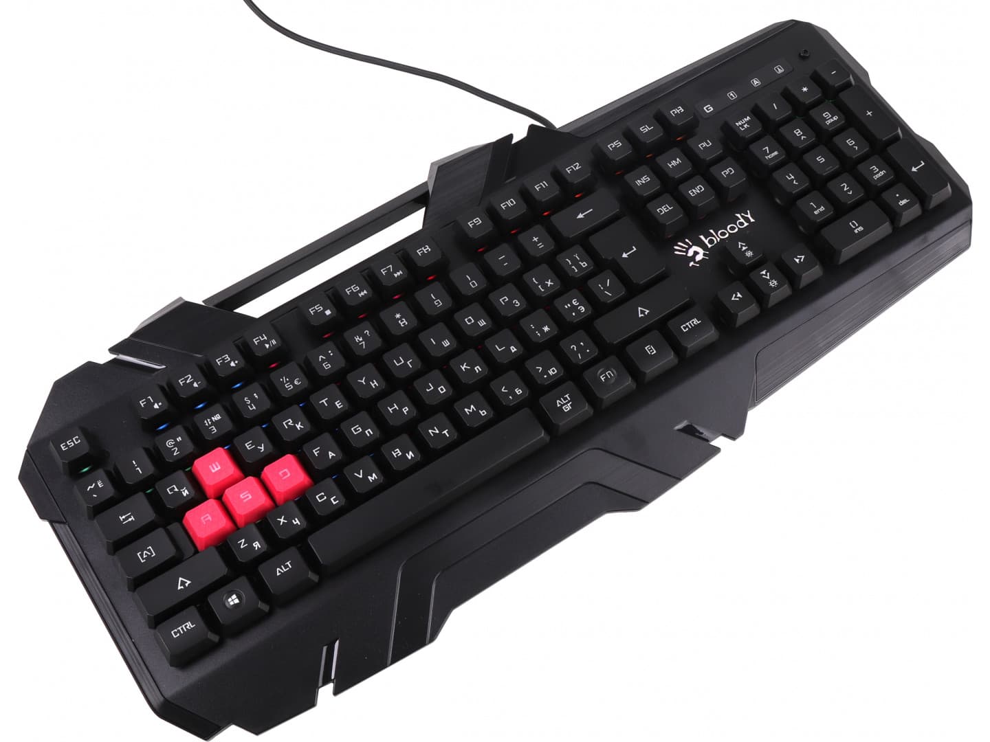 TASTATURA A4TECH - gaming, "Bloody gaming", cu fir 1.8m, 106 taste, format standard, iluminare, USB, negru, "B150N" — miniatură