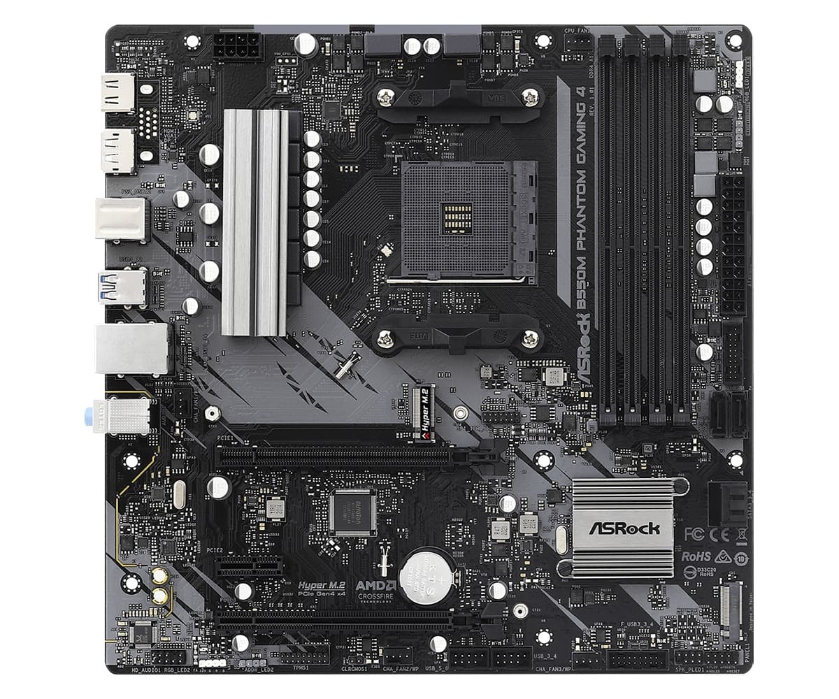 PLACA de BAZA Asrock "B550M PHANTOM GAM4", skt AM4, mATX, AMD B550, 4 x DDR4, max. 128 GB, 4 x SATA, 2 x M.2, 7.1, "B550M PHANTOM GAM4"