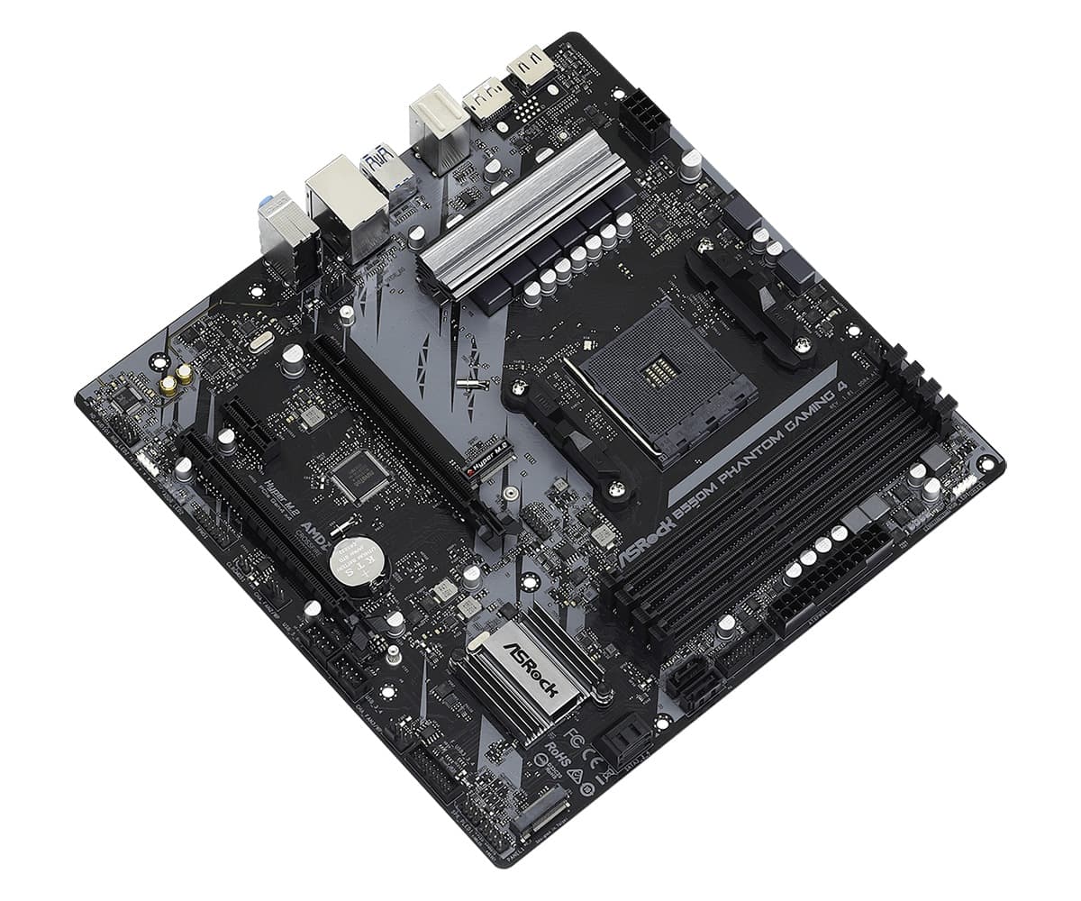 PLACA de BAZA Asrock "B550M PHANTOM GAM4", skt AM4, mATX, AMD B550, 4 x DDR4, max. 128 GB, 4 x SATA, 2 x M.2, 7.1, "B550M PHANTOM GAM4" — miniatură
