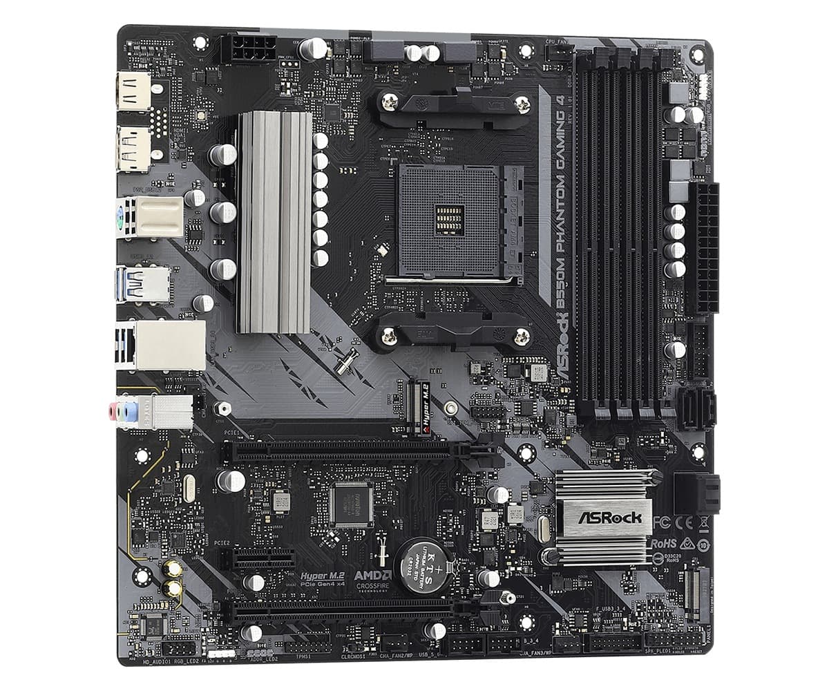 PLACA de BAZA Asrock "B550M PHANTOM GAM4", skt AM4, mATX, AMD B550, 4 x DDR4, max. 128 GB, 4 x SATA, 2 x M.2, 7.1, "B550M PHANTOM GAM4" — miniatură