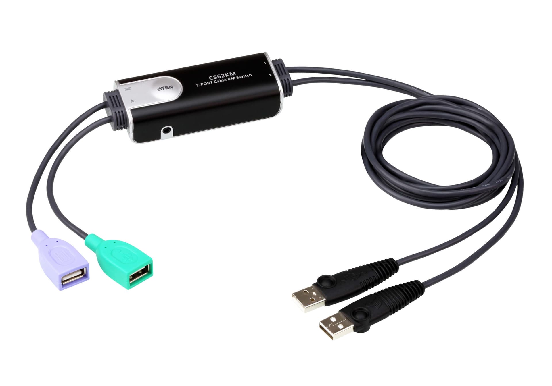 SWITCH KVM ATEN, 2-Port USB Boundless Cable KM Switch "CS62KM-AT"
