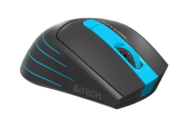 MOUSE A4tech, gaming, wireless, 2.4GHz, optic, 2000 dpi, butoane/scroll 6/1, buton selectare viteza, negru / albastru, "FG30 Blue" — miniatură