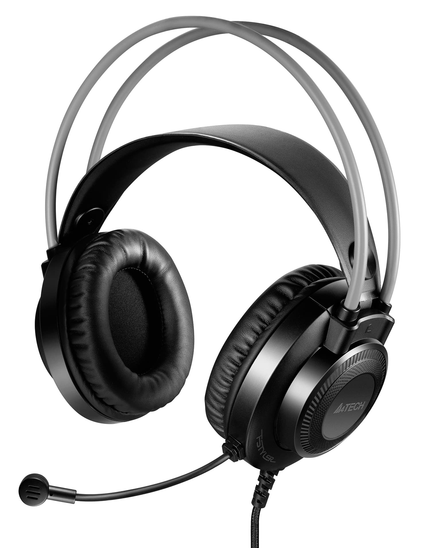 CASTI A4TECH cu fir, tip standard, utilizare multimedia (PC and more), microfon pe casca, gri, jack 3.5", "FH200i-GR" — miniatură