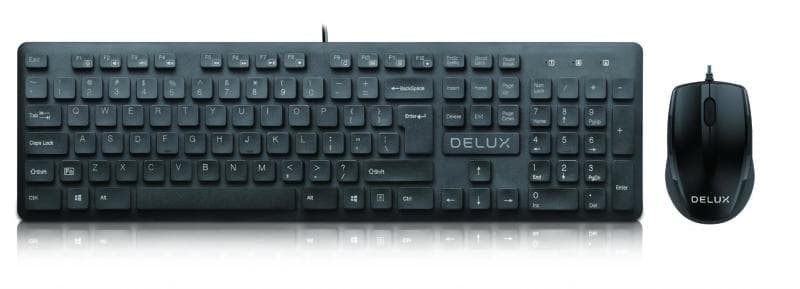 Kit TASTATURA si Mouse DELUX, "KA150U+M136BU", cu fir, 105 taste format standard, mouse, 3/1 butoane, negru, "KA150UKIT"