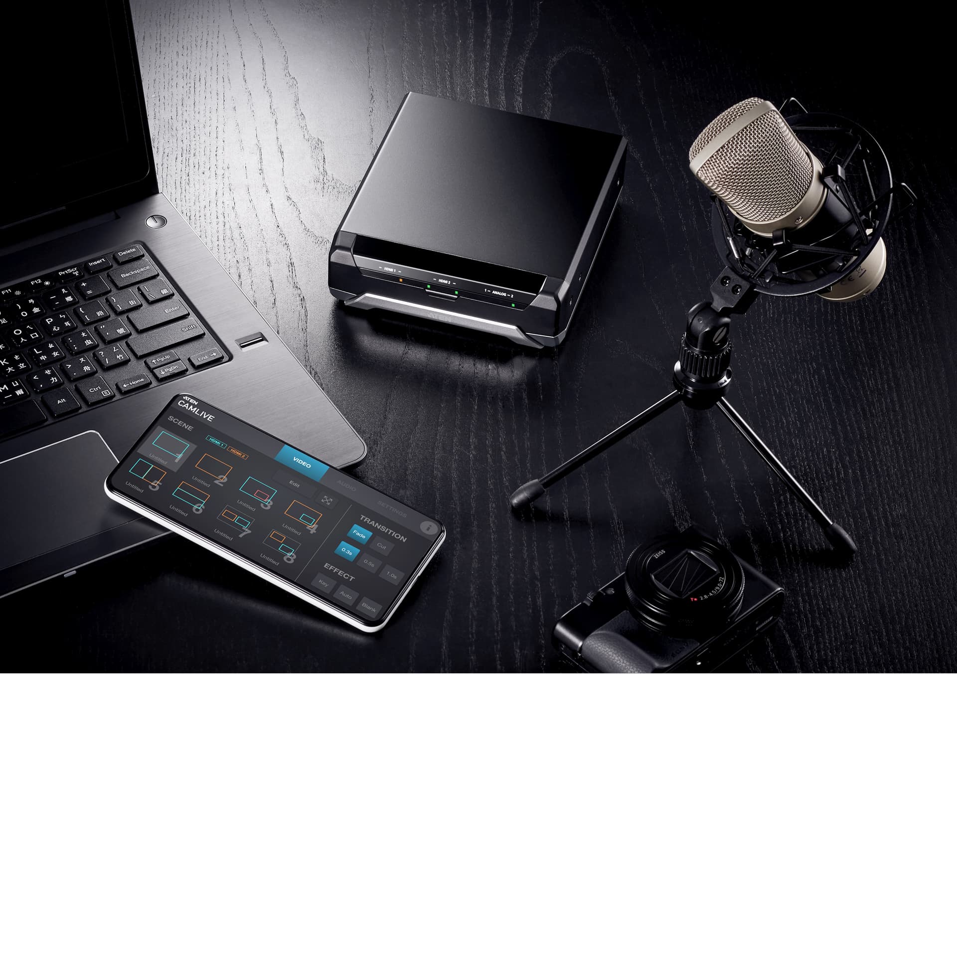 PLACI de CAPTURA ATEN, extern, intrare RCA x 2 | HDMI (M) x 2, iesire HDMI (M), cablu USB-B la USB-C | USB-B la USB A, Dual HDMI to UVC Capture, "UC3022-AT-G" — miniatură