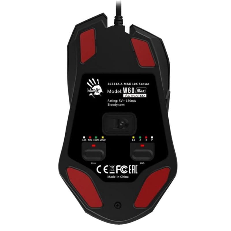 MOUSE A4tech, gaming, cu fir, USB, optic, 10000 dpi, butoane/scroll 8/1, iluminare, butoane programabile, negru, "W60-MAX" — miniatură