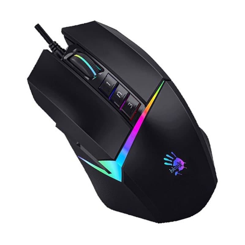 MOUSE A4tech, gaming, cu fir, USB, optic, 10000 dpi, butoane/scroll 8/1, iluminare, butoane programabile, negru, "W60-MAX" — miniatură