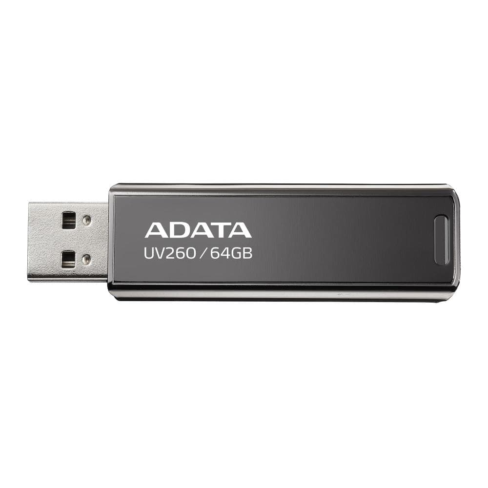 MEMORIE USB 2.0 ADATA 64 GB, retractabila, carcasa metalica, negru, "AUV260-64G-RBK"