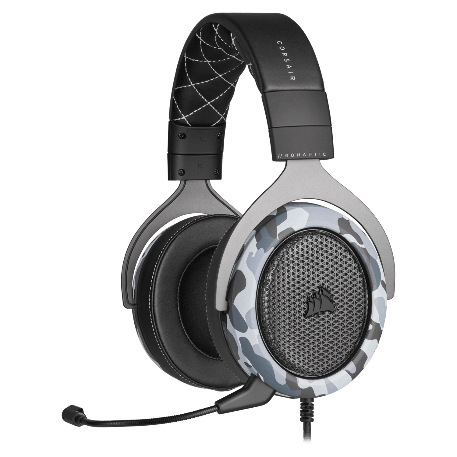 CASTI CORSAIR - gaming, "HS60", cu fir, gaming, utilizare multimedia, microfon pe brat, detasabil, conectare prin USB 2.0, negru / gri, "CA-9011225-EU" — miniatură