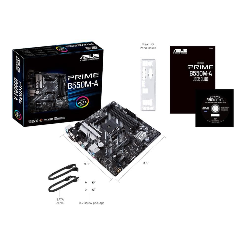 PLACA de BAZA Asus "PRIME B550M-A", skt AM4, mATX, AMD B550, 4 x DDR4, max. 128 GB, 4 x SATA, 3 x M.2, 7.1, "PRIME B550M-A" — miniatură