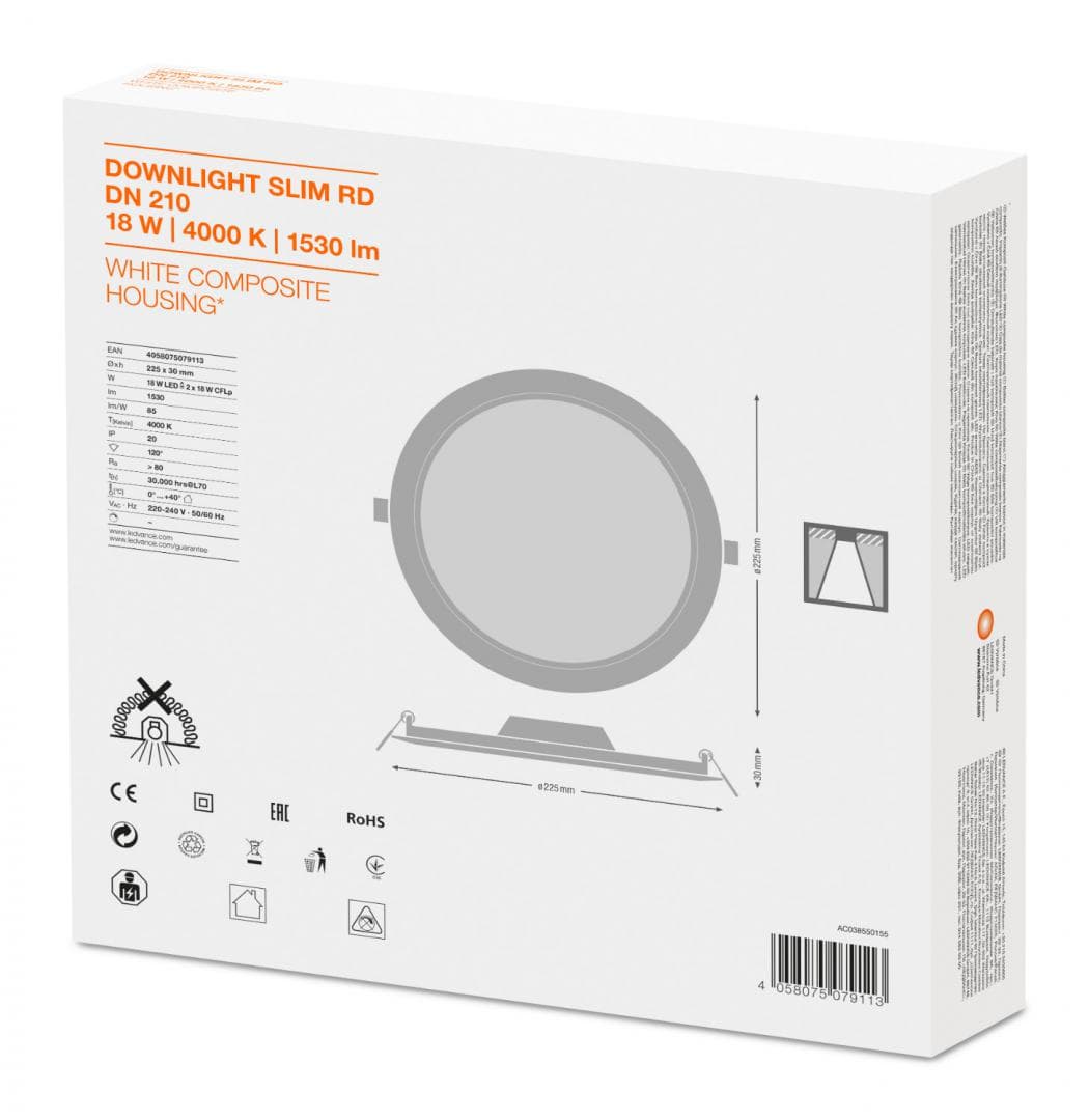 PANOU LED OSRAM, LED, soclu integrat, putere 18 W, tip lumina alb rece, 1530 lumeni, alimentare 220 - 230 V, "000004058075079113" — miniatură