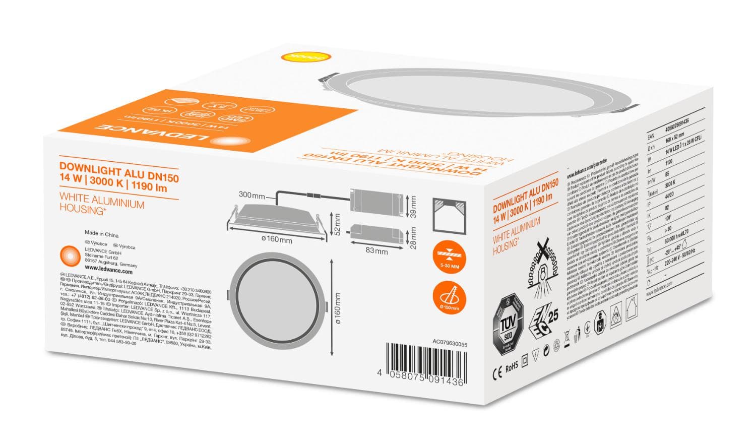PANOU LED OSRAM, LED, soclu integrat, putere 14 W, tip lumina alb rece, 1190 lumeni, alimentare 220 - 230 V, "000004058075091436" — miniatură