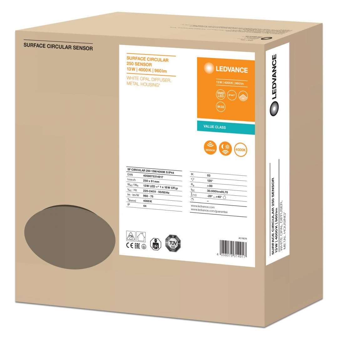 PLAFONIERA OSRAM, LED, soclu integrat, putere 24 W, tip lumina alb rece, 1800 lumeni, alimentare 220 - 230 V, "000004058075314917"