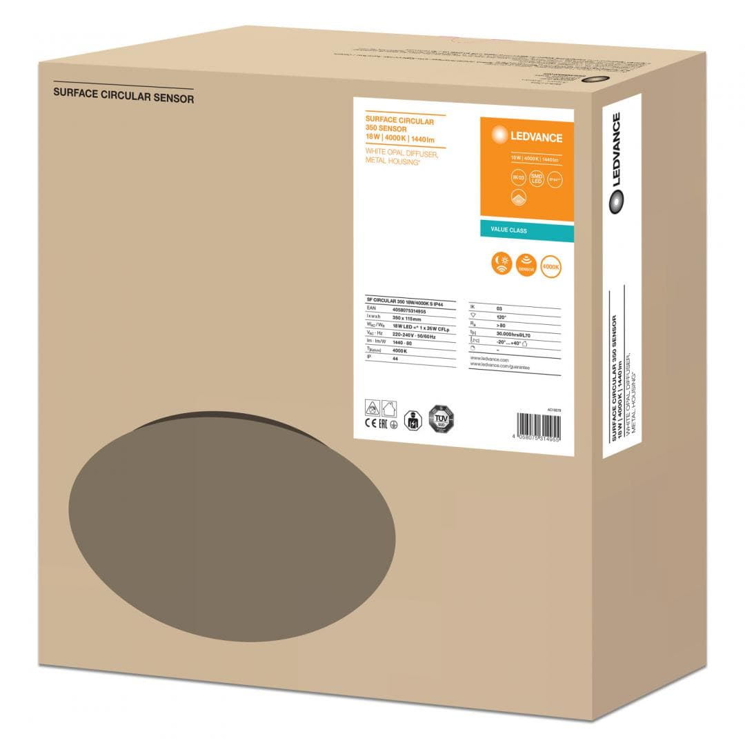 PLAFONIERA OSRAM, LED, soclu integrat, putere 18 W, tip lumina alb rece, 1440 lumeni, alimentare 220 - 230 V, "000004058075314955" — miniatură
