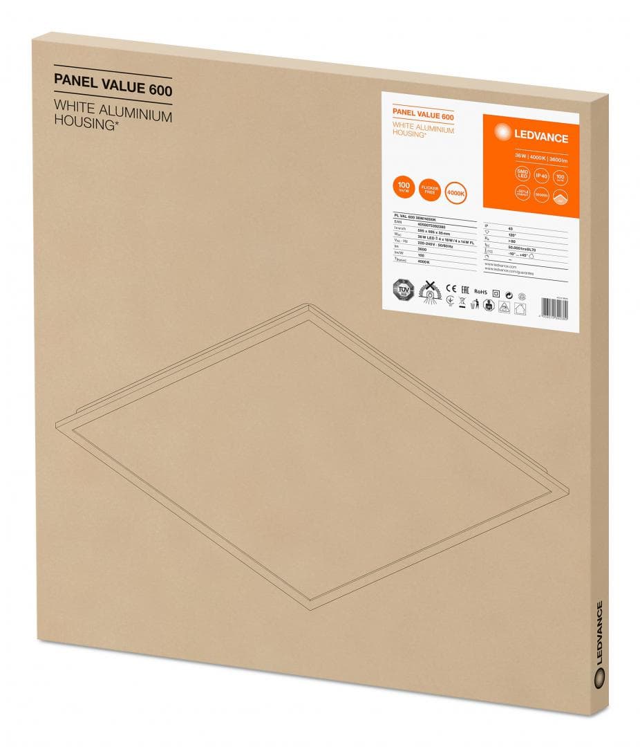 PANOU LED OSRAM, LED, soclu integrat, putere 36 W, tip lumina alb rece, 3600 lumeni, alimentare 220 - 230 V, "000004058075392380"