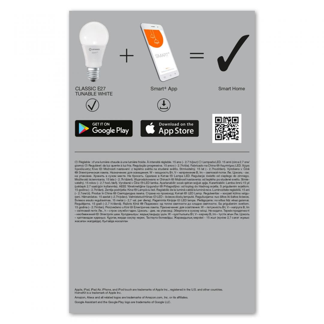 SET 3 becuri smart LED Osram, soclu E27, putere 9.50W, forma clasic, lumina alb, alimentare 220 - 240 V, "000004058075485792" — miniatură