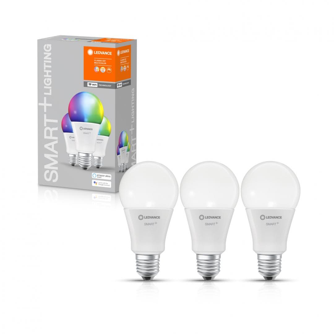 SET 3 becuri smart LED Osram, soclu E27, putere 14W, forma clasic, lumina multicolora, alimentare 220 - 240 V, "000004058075485877" — miniatură