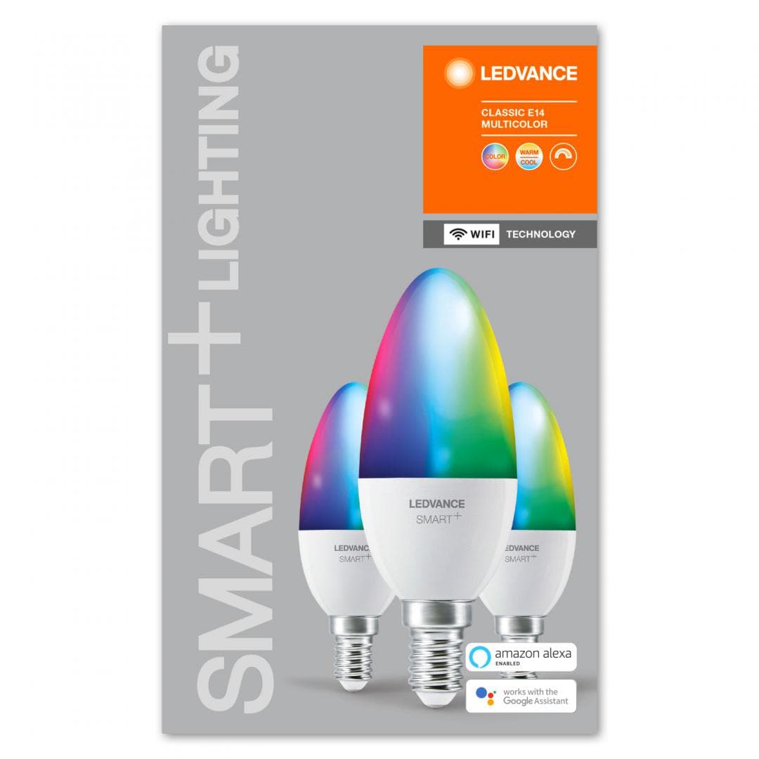SET 3 becuri smart LED Osram, soclu E27, putere 5W, forma lumanare, lumina multicolora, alimentare 220 - 240 V, "000004058075485938" — miniatură