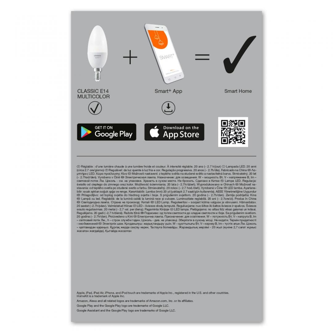 SET 3 becuri smart LED Osram, soclu E27, putere 5W, forma lumanare, lumina multicolora, alimentare 220 - 240 V, "000004058075485938" — miniatură